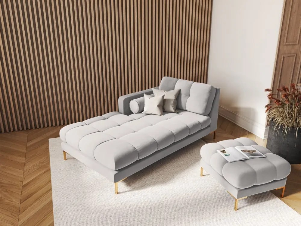 Chaise longue Bali in velluto con gambe oro - L185cm