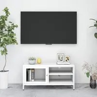 Mobile TV Bianco 90x30x44 cm in Acciaio e Vetro cod mxl 6374