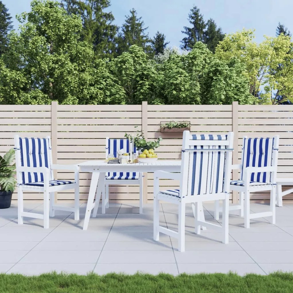 Cuscini Sedia Schienale Basso 4pz Strisce Bianche E Blu Tessuto /