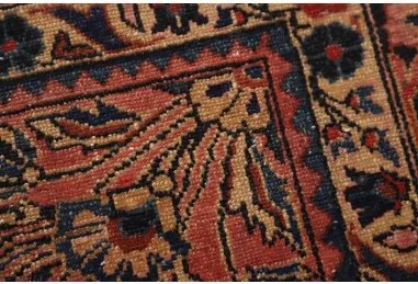 Antik Medaglione Floreale Rosso Antico Blu Scuro 165x195 Cm