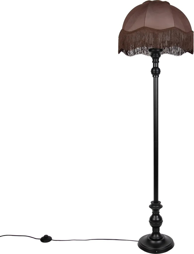 Lampada da terra nera con paralume marrone e interno bianco 45cm - Classico