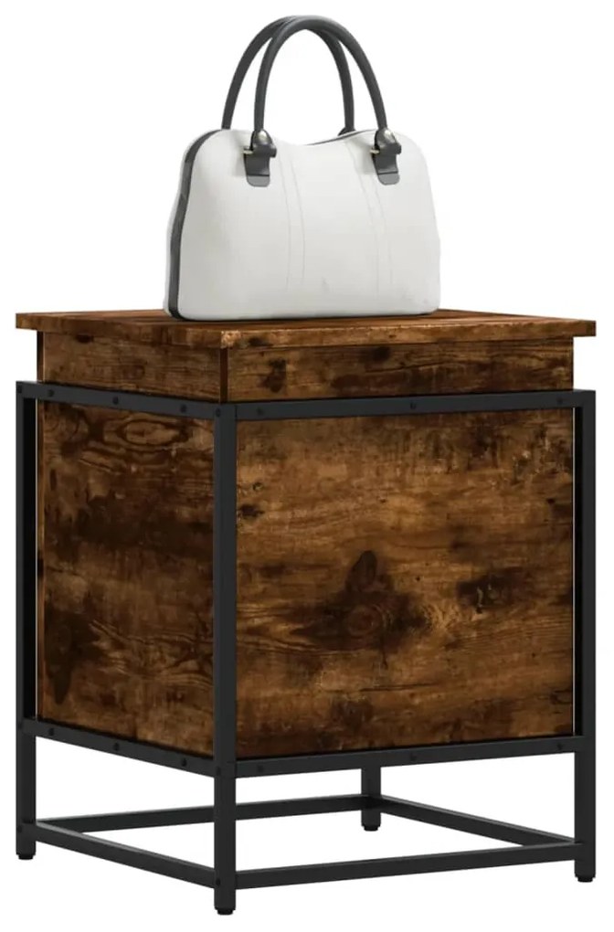 Contenitore Con Coperchio Rovere Fumo 40x40x51,5cm Truciolato /