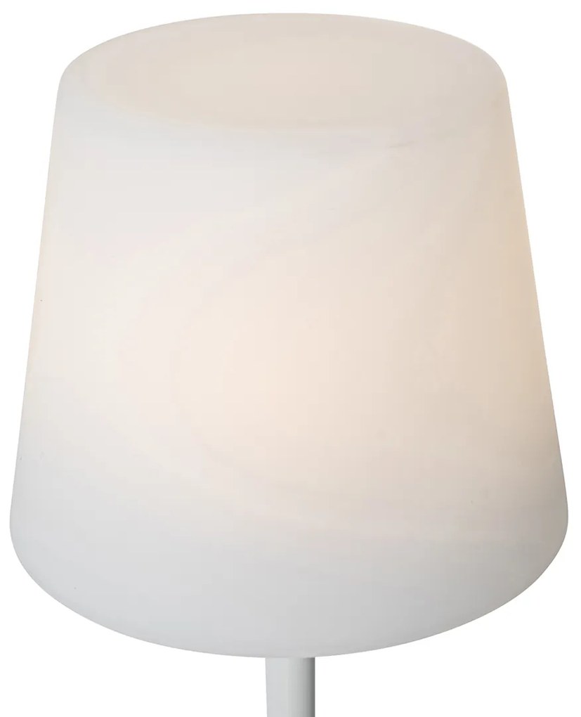 Lampada da tavolo bianca ricaricabile con LED e dimmer IP54 - Jude
