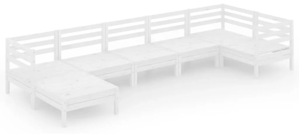 Set Salotto da Giardino 7 pz in Legno Massello di Pino Bianco