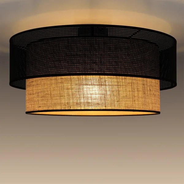 Plafoniera BORHO 1xE27/60W/230V, diam. 50 cm, nero/iuta