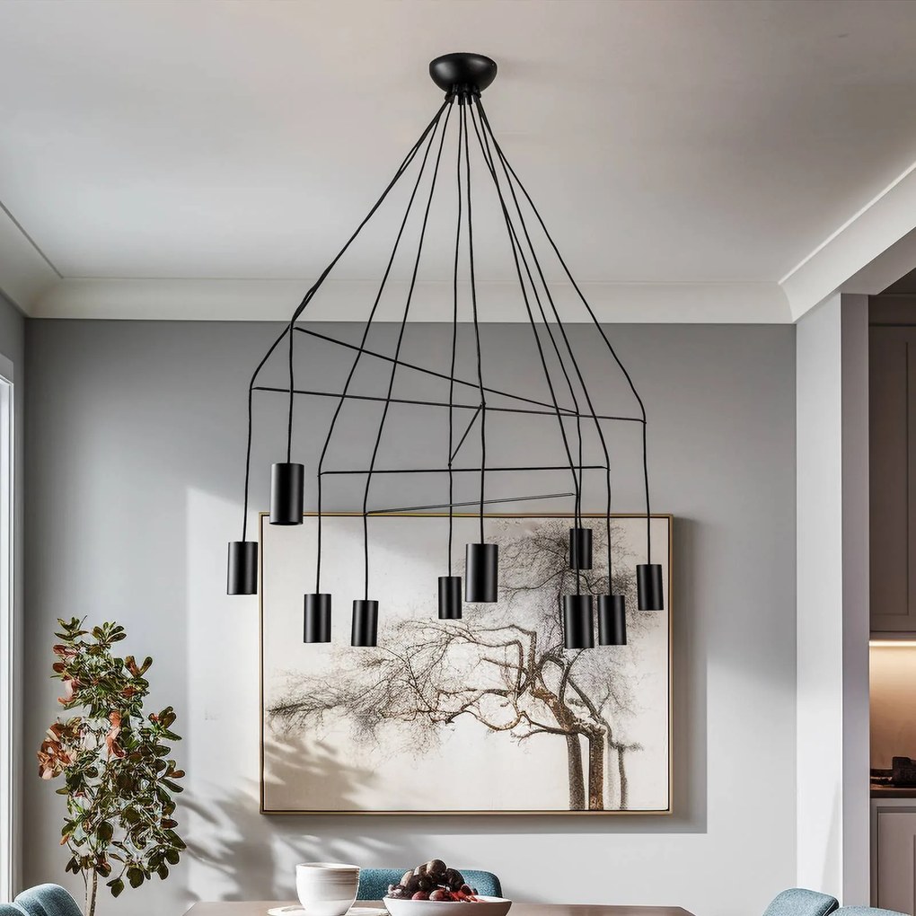Nowodvorski Lighting Lampada a sospensione Imbria, a 10 luci, lunghezza 126 cm, nera