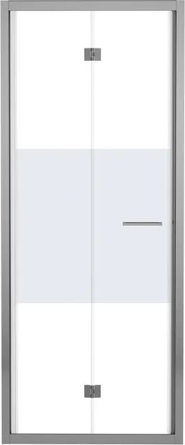 Porta doccia pieghevole L 77-81 cm x H 195 cm per nicchia in vetro smerigliato SP. 6 mm, profilo lucido cromo, serie Record