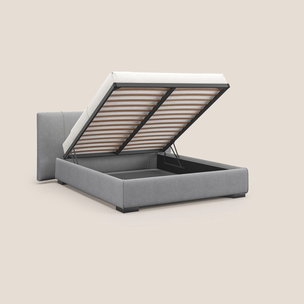 Omero letto imbottito contenitore sfoderabile in tessuto fiammato impermeabile T14 grigio chiaro