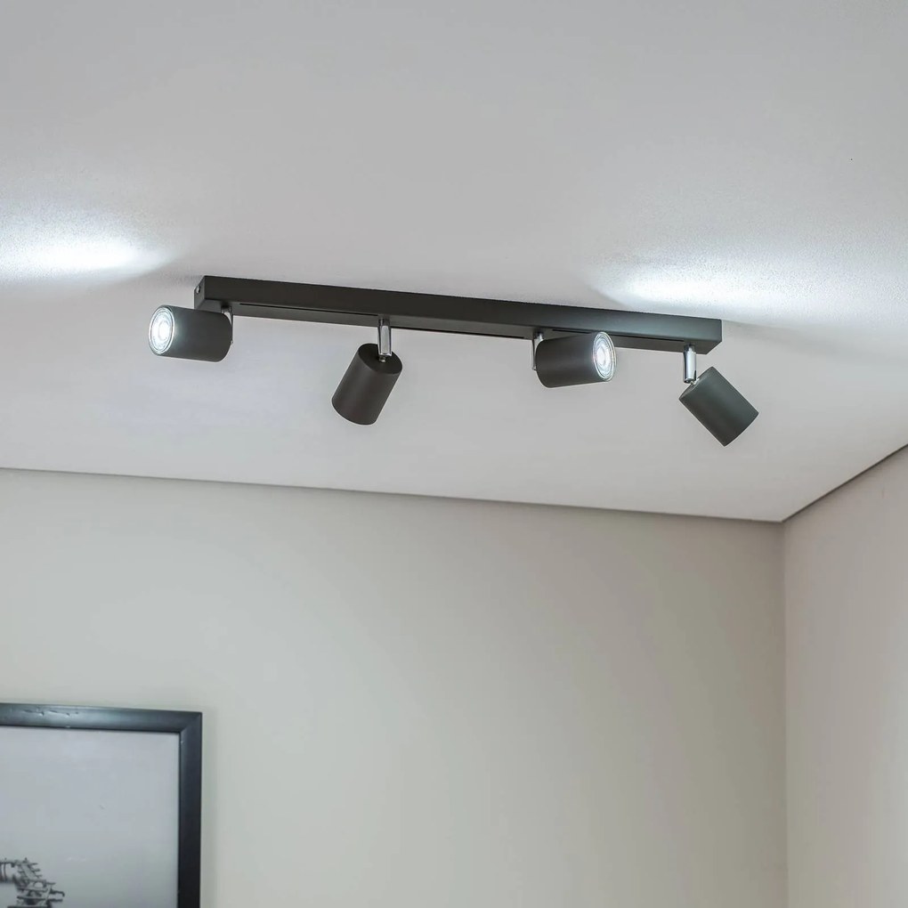 Luminex Faretto da soffitto Jarek antracite/cromo, 4 luci