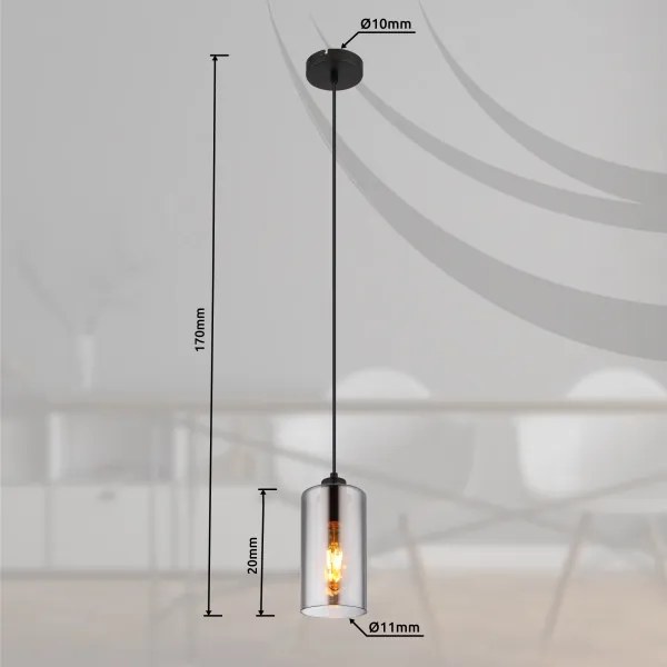 Globo 21002H - Lampadario a sospensione con filo OLLY 1xE27/25W/230V diametro 11 cm nero