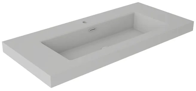 Lavabo a incasso rettangolare vasca centrale Nantes L 101 x H 6 x P 46 cm in resina grigio satinato