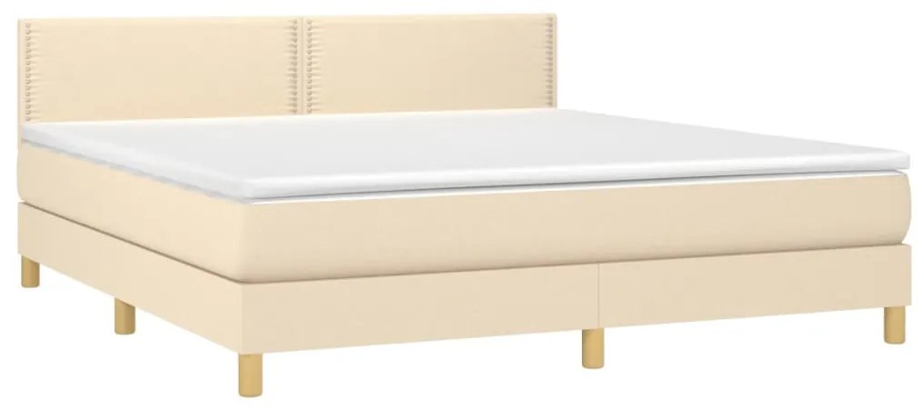 Letto a molle con materasso e led crema 160x200 cm in tessuto