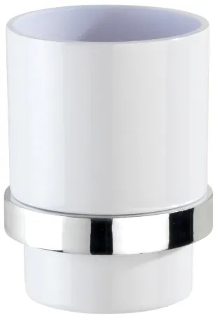 WENKO 23847800-Portaspazzolini TURBO-LOC QUADRO ED. 7x9,5 cm lucido cromo/bianco