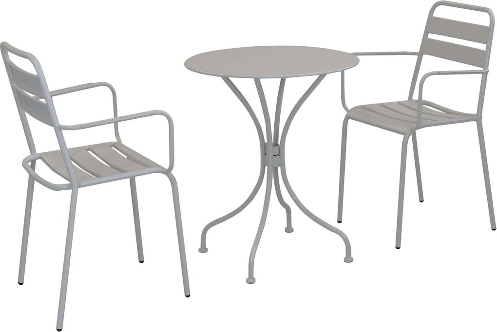 ROMANUS - set tavolo in metallo cm Ø 60 x 71h con 2 poltrone Romanus