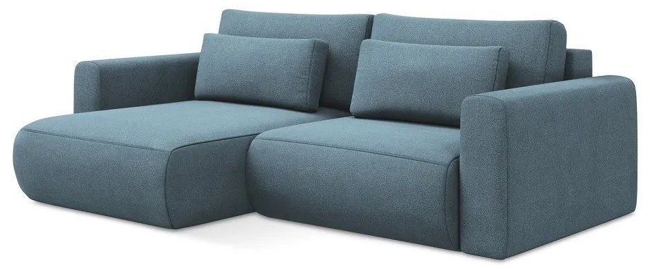 Divano angolare azzurro allungabile/con contenitore (con penisola a sinistra/con chaise lounge) Kapua – Makamii