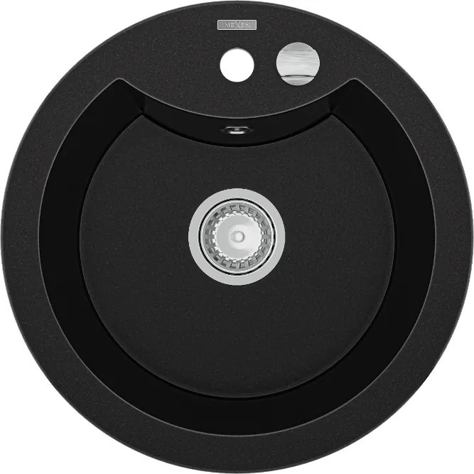 Mexen Diego lavello in granito 1 vasca 488 x 480 mm, nero, sifone cromato - 6512481000-77