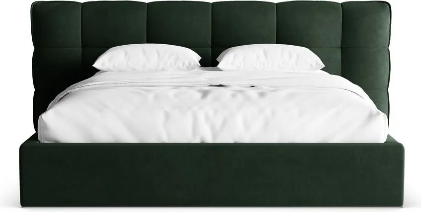 Letto matrimoniale imbottito verde scuro con contenitore con rete inclusa 140x200 cm Eric – Micadoni
