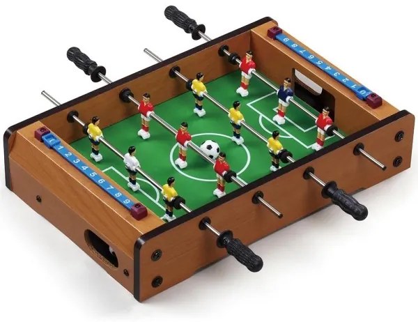 Trade Shop - Calcio Balilla Biliardino Da Tavolo In Legno Con 4 Stecche E 12 Omini 35x22x7cm