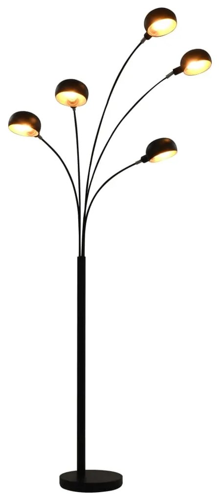 Lampada Da Terra 200 Cm 5 Bulbi E14 Nero E Oro /