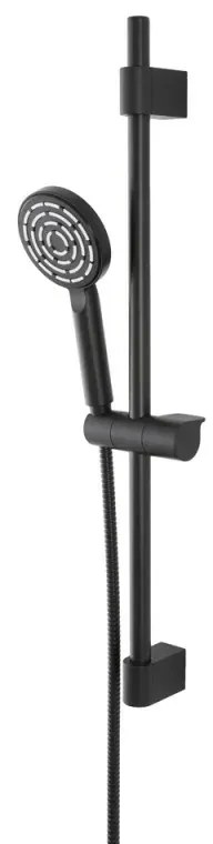 Saliscendi doccia 70 cm regolabile con doccetta tonda in ABS nero opaco Hidra