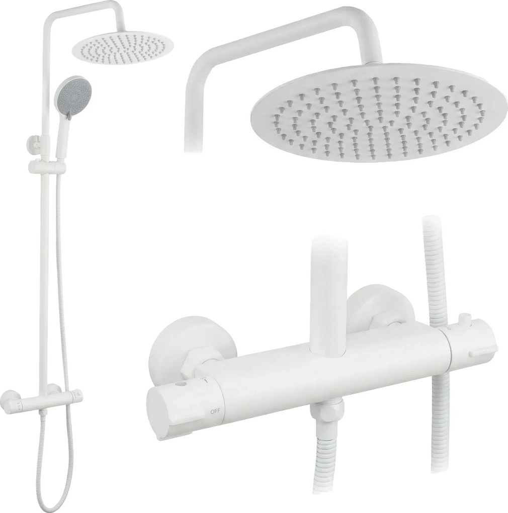 Set doccia senza bocca di erogazione con termostato Rea Lungo White