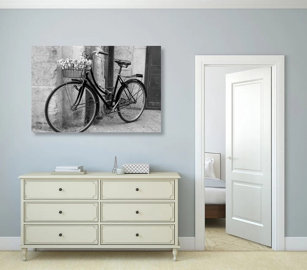 Quadro su tela – Bicicletta rustica in bianco e nero