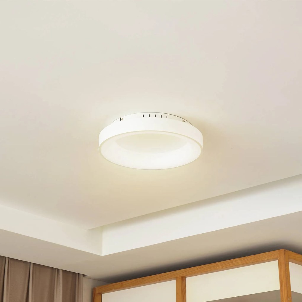 Lucande plafoniera a LED Samvel, Ø 38,4 cm, bianco, ferro