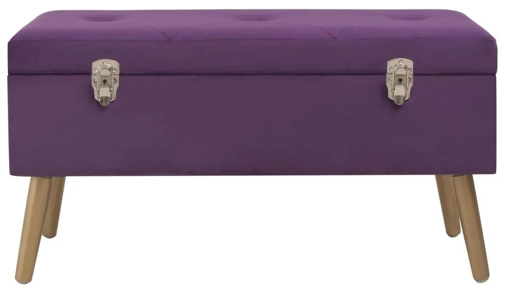 Panca con vano portaoggetti 80 cm viola in velluto