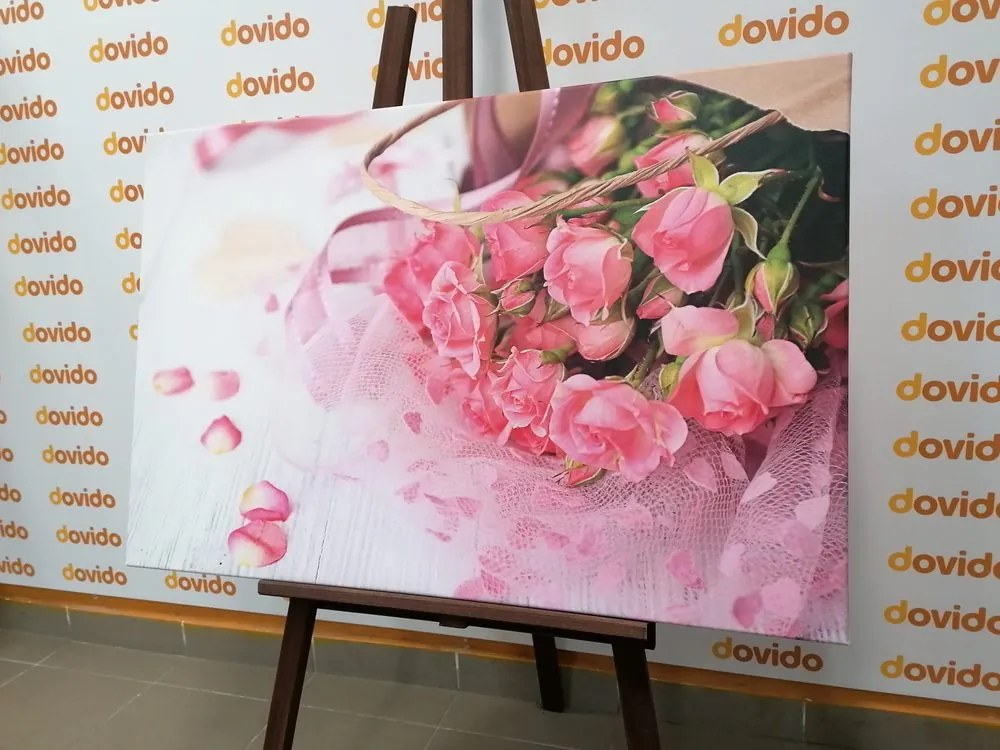 Quadro su tela – Bouquet di rose rosa