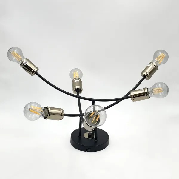 Lampadario a plafone ANYA 6xE27/15W/230V nero/oro