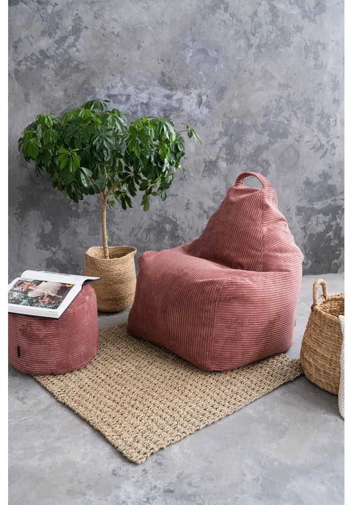 Puof a sacco marrone con rivestimento in velluto a coste Play Amuse – SLOWDOWN