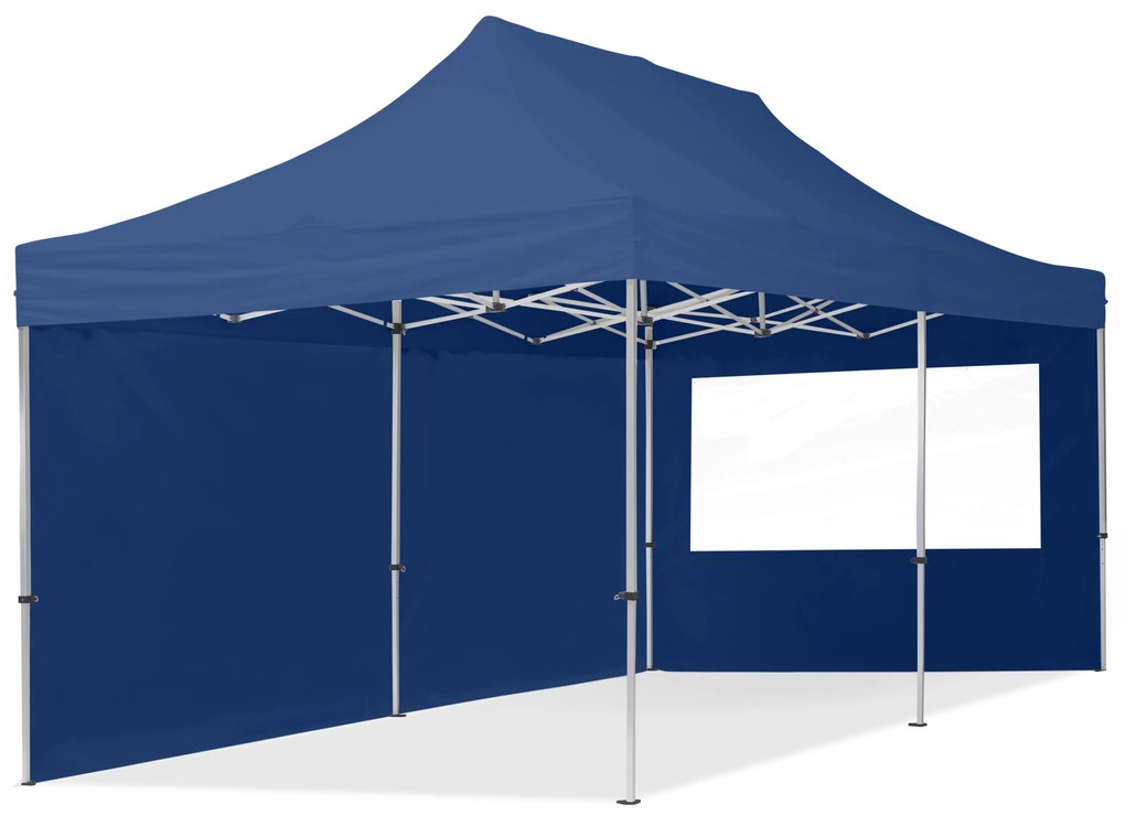 TOOLPORT 3x6m gazebo pieghevole con laterali (finestre panoramiche), ECONOMY alluminio, blu scuro - (59019)