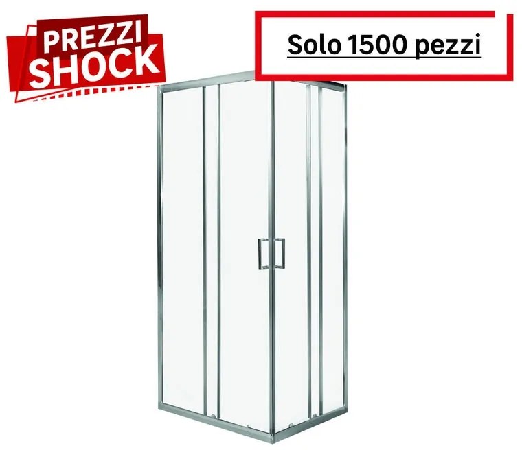 Box doccia con ingresso angolare scorrevole Maien rettangolare L 90 x L 68 x H 190 cm in vetro, sp. 6 mm cromo