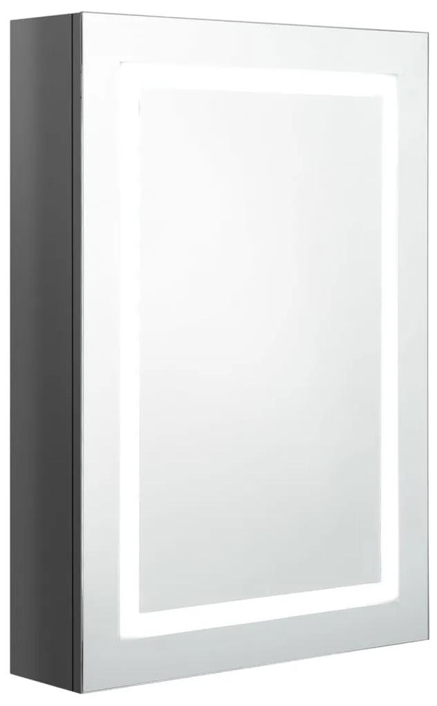 Armadietto bagno con specchio e led grigio lucido 50x13x70 cm
