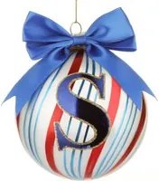 Pallina Natale con lettera S 10 cm Circus blu