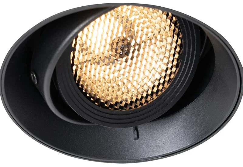 Faretto da incasso moderno nero GU10 AR70 tondo trimless - Oneon Honey
