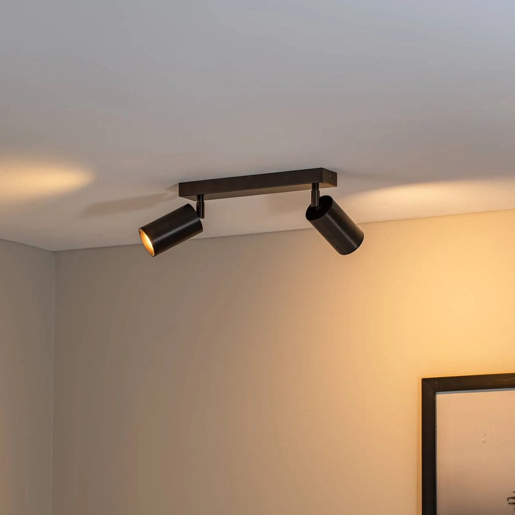 Faretto da soffitto Sado, a 2 luci, antracite, acciaio, orientabile Sado Argon, dimmerabile, Nero, Soggiorno / Sala da pranzo, Metallo, Moderno, Faretto