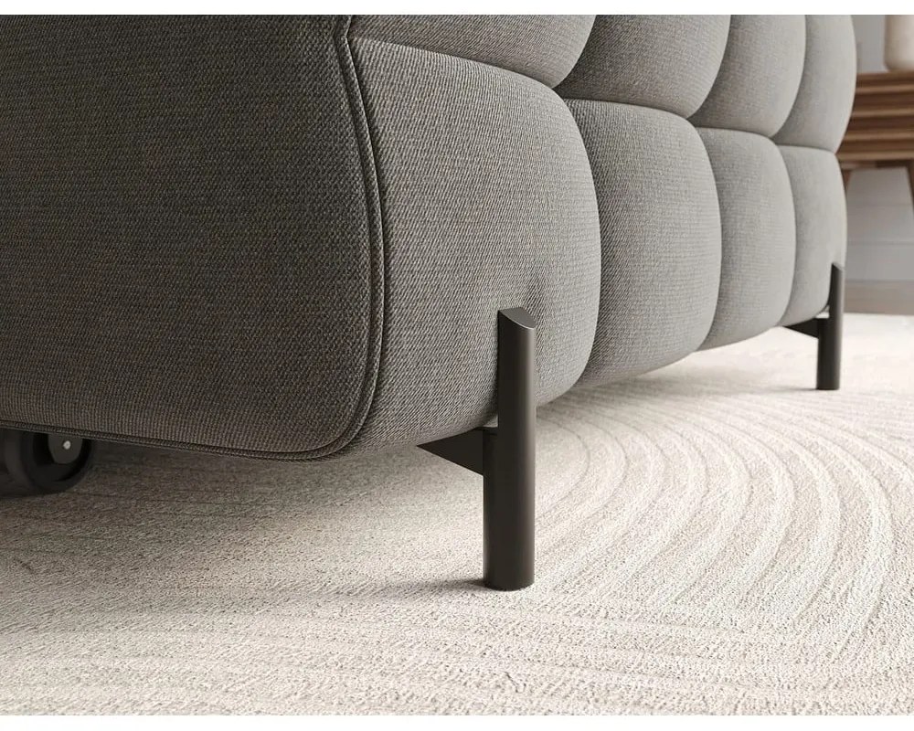 Divano angolare grigio tortora allungabile/con contenitore (con penisola a destra/con chaise lounge) con rivestimento in velluto Felro – ELTAP