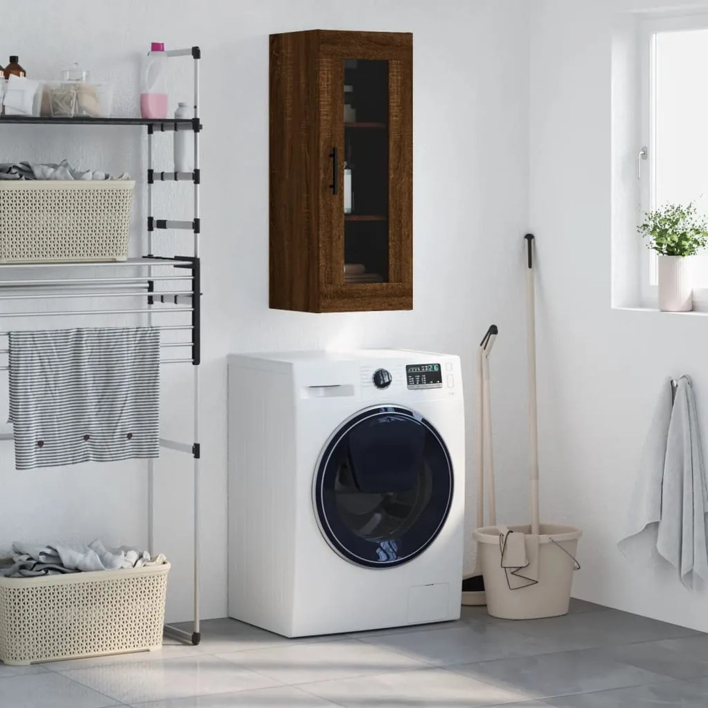 Mobile A Parete Rovere Marrone 34,5x34x90 Cm /