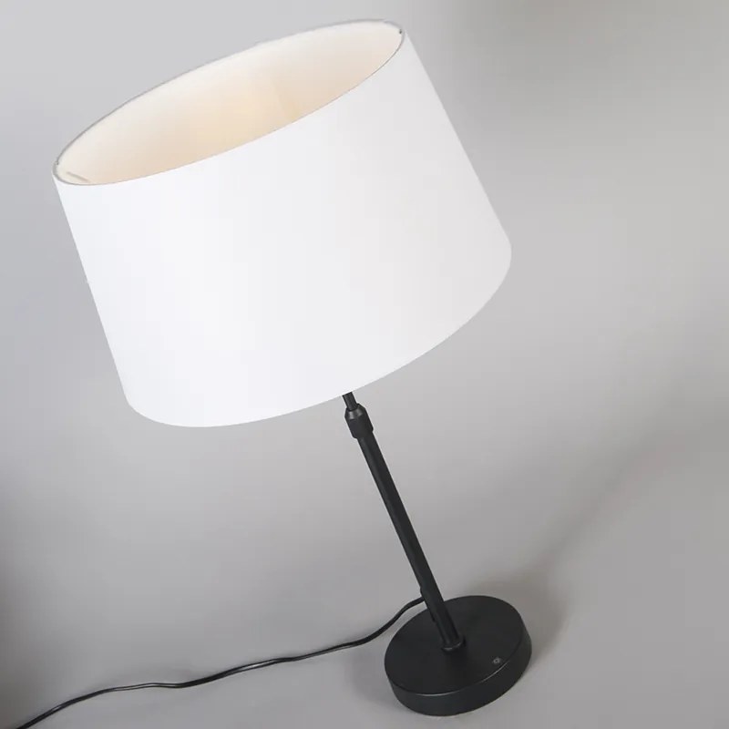 Lampada da tavolo nera con paralume bianco 35 cm regolabile - Parte