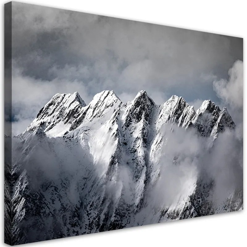 Quadro su tela, Mountain Peak in inverno  Dimensioni 120x80