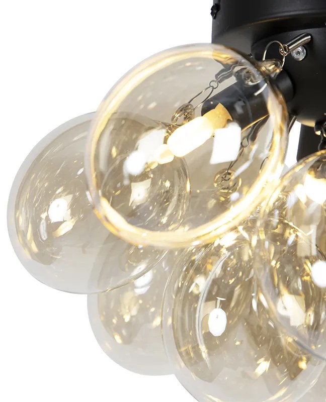 Plafoniera di design nera con vetro ambrato 3 luci - Uvas