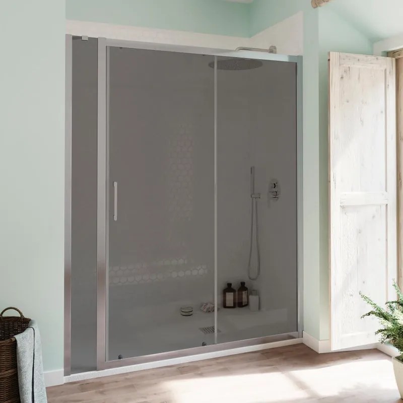 Fisso in linea Bilbao L 40 x H 190cm, Sp. 6 mm vetro fumé profilo in alluminio cromato