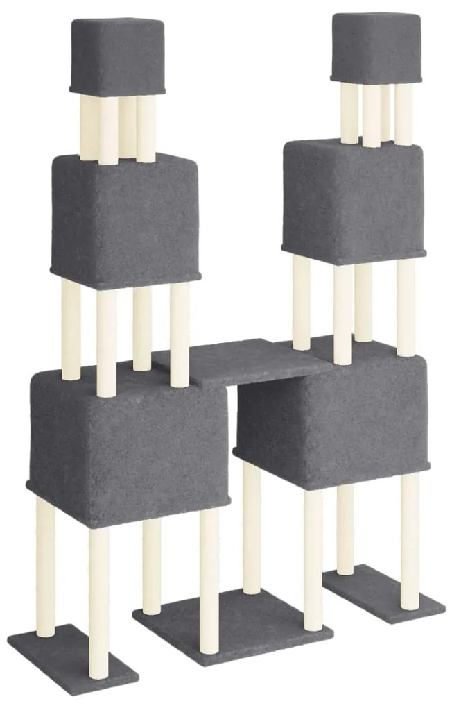 Albero per gatti con tiragraffi in sisal grigio scuro 199 cm