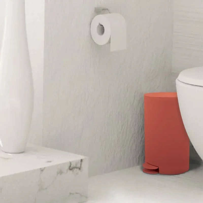 Pattumiera bagno 3 Lt terracotta con apertura a pedale Orbix