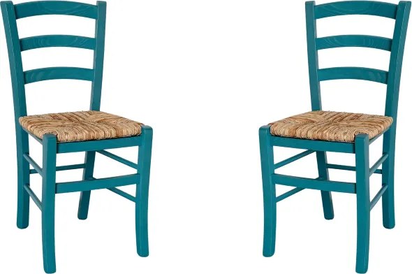 Sedie in legno faggio Petrolio seduta paglia - VENEZIA SET DA 2