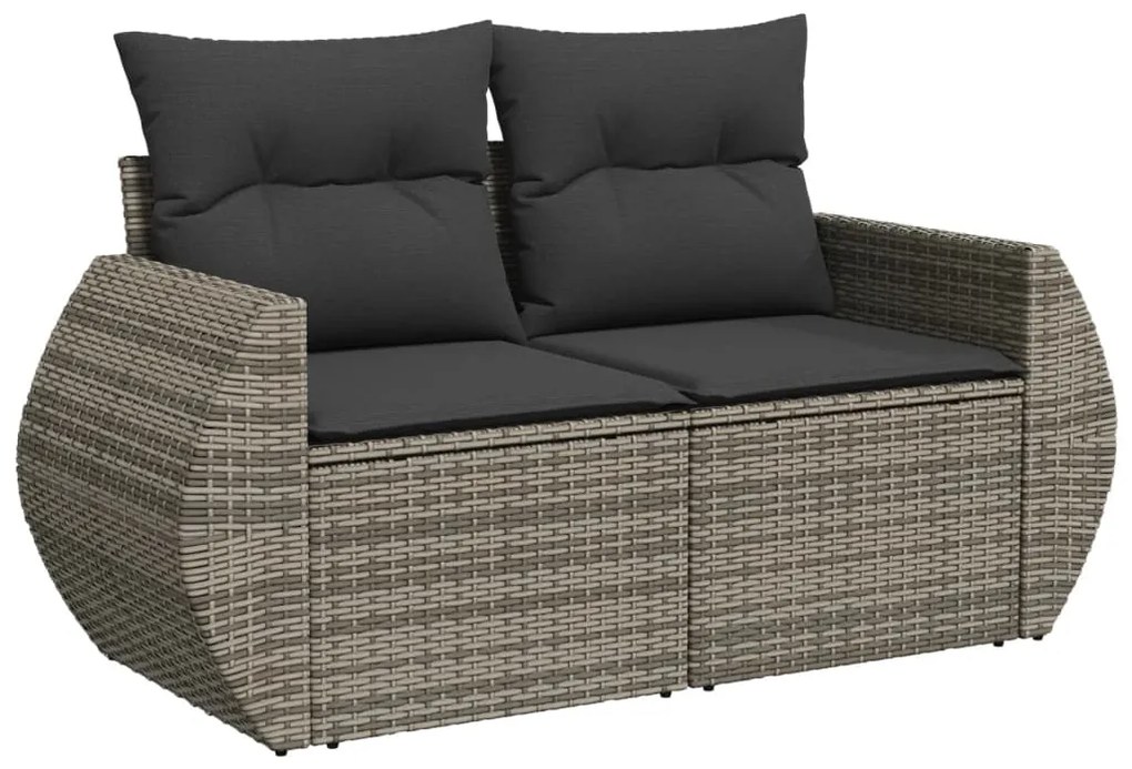 Set Divano da Giardino 10 pz con Cuscini Grigio in Polyrattan