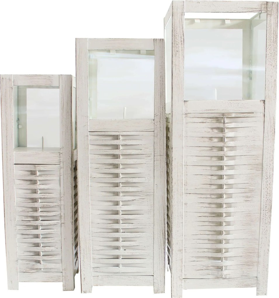 set di 3 lanterne in acciaio quadrate