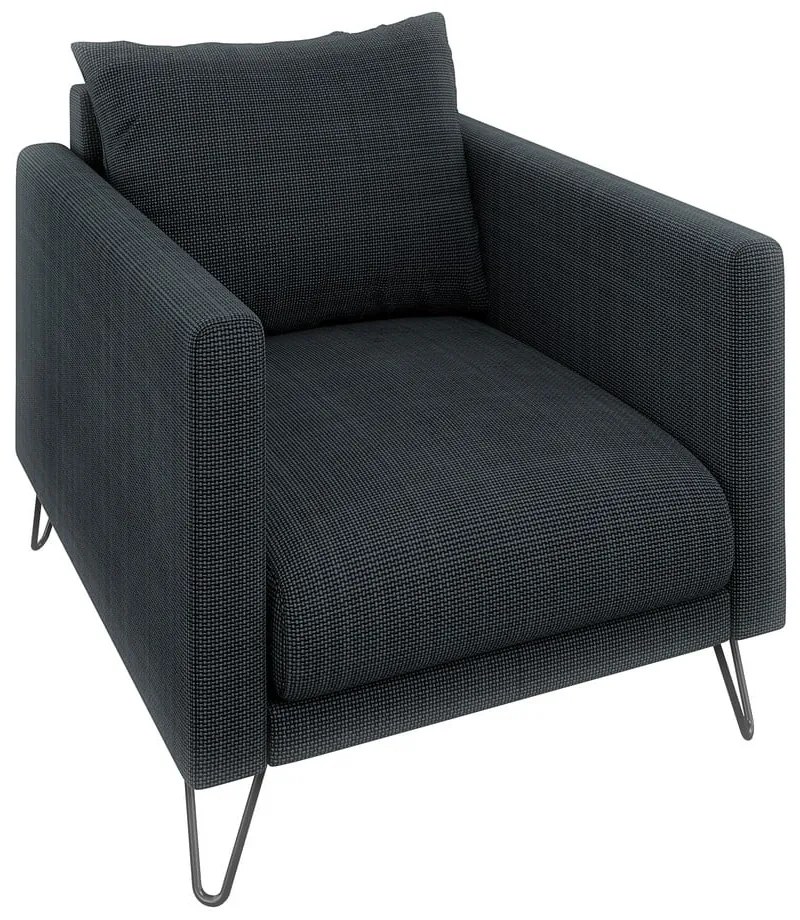 Poltrona grigio scuro con rivestimento in ciniglia Freya – Ropez