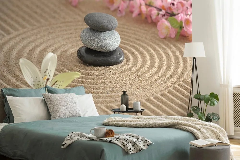 Carta da parati – Giardino Zen e pietre nella sabbia